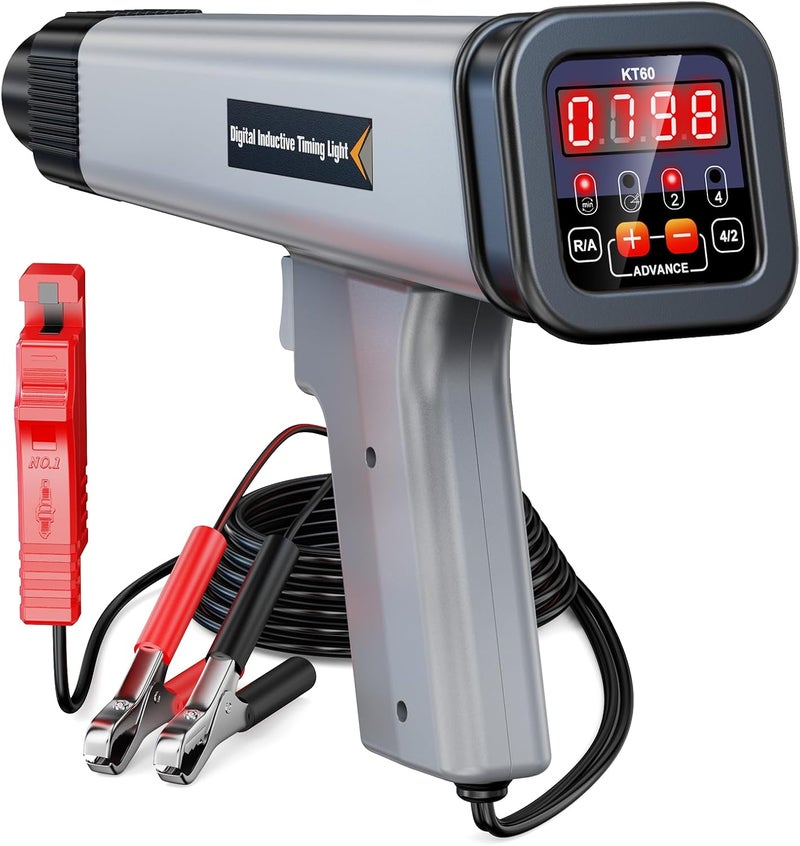 KZYEE Store مصباح توقيت رقمي KT60 مع RPM وزاوية متقدمة، مسدس توقيت إشعال تحريضي 12V للسيارات المزودة بموزع الوقود - Image 1